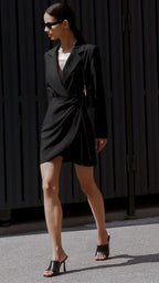Isabelle | Classic Black Trench Dress - Lumina