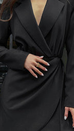 Isabelle | Classic Black Trench Dress - Lumina