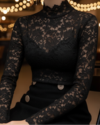 Isabelle | Floral Lace High Neck Blouse - Lumina