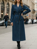 Indigo | Double-Breasted Trench Coat - Lumina