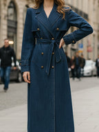Indigo | Double-Breasted Trench Coat - Lumina