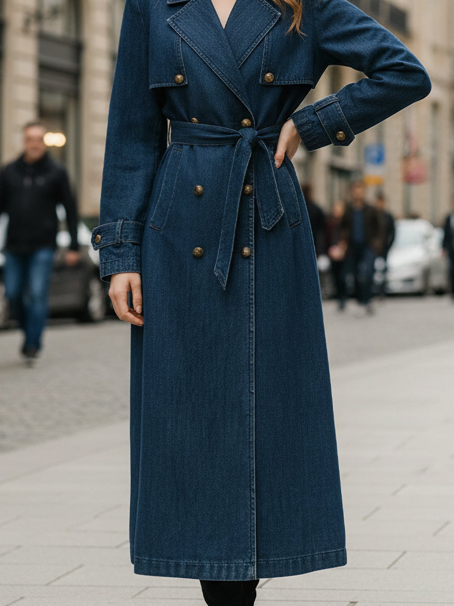 Indigo | Double-Breasted Trench Coat - Lumina