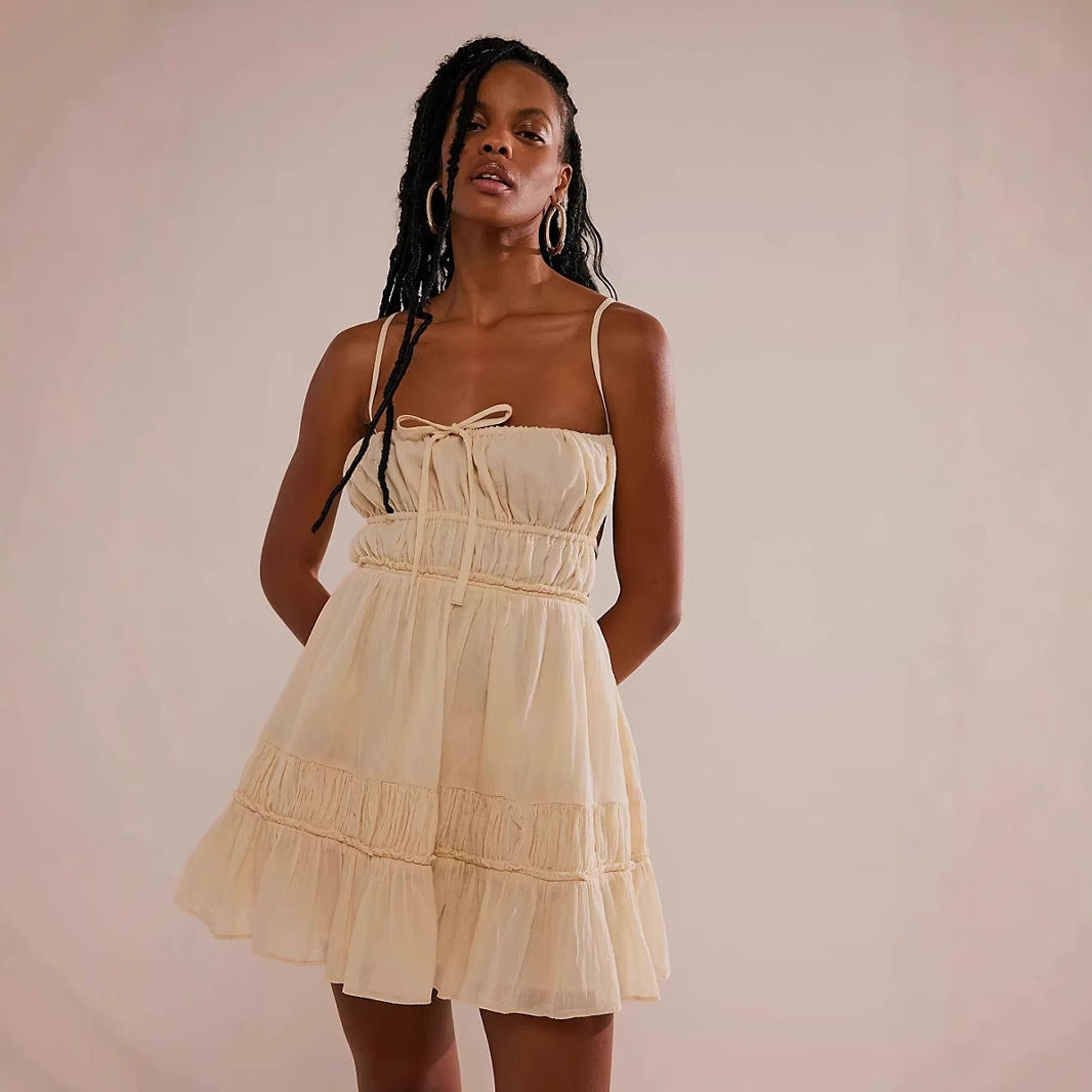 Valence | Mini Dress Smocked Bust Straps - Lumina