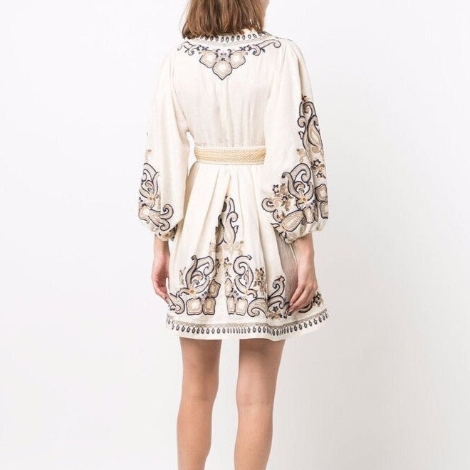 Marigold | Embroidered Boho Dress - Lumina