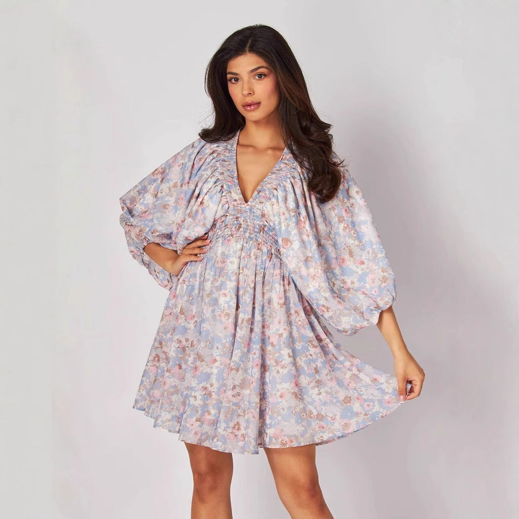 Elara | Chiffon Short Dress Floral - Lumina