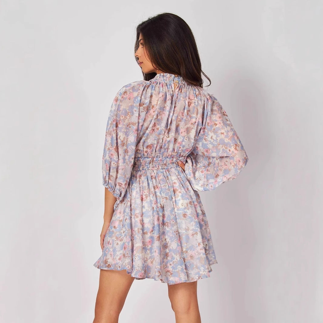 Elara | Chiffon Short Dress Floral - Lumina