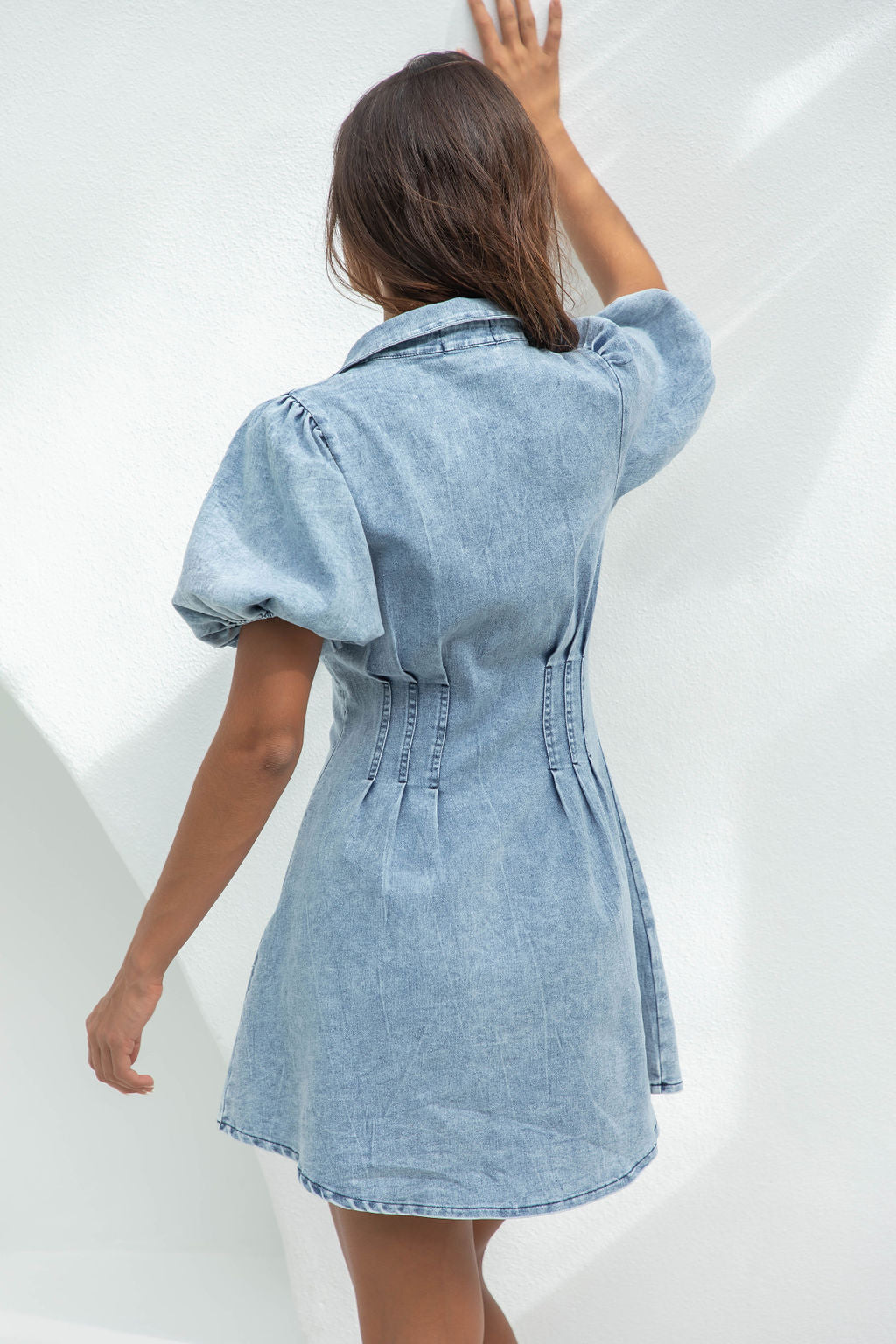 Nova | Denim Mini Dress Button Down - Lumina