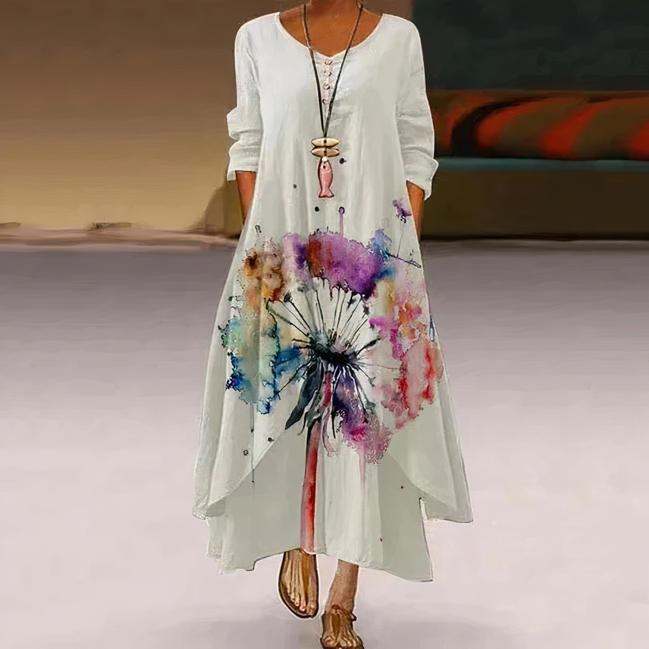 Aurelia | Casual Long Sleeve Dress - Lumina