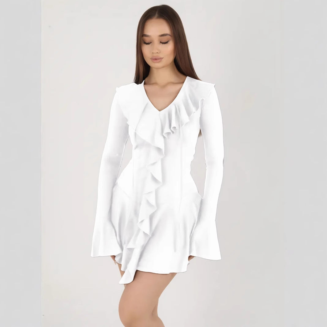 Nova | Slim Fit V-Neck Mini Dress - Lumina