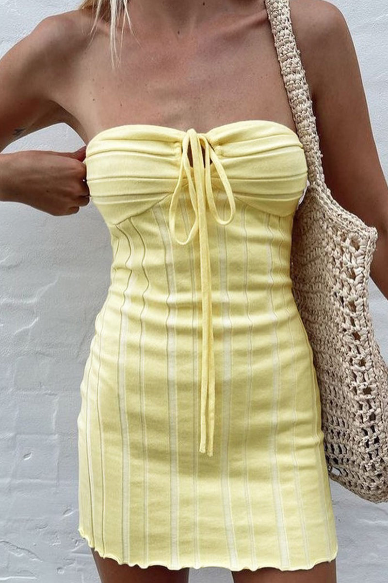 Nova | Strapless Ribbed Mini Dress - Lumina