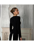 Paisley - Sleek Spliced Crewneck Slim-Fit Dress