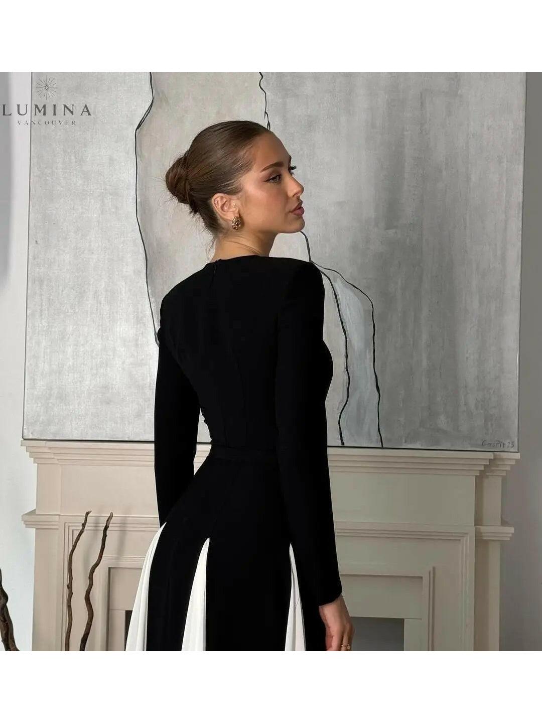 Paisley - Sleek Spliced Crewneck Slim-Fit Dress