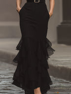 Luna | Sleeveless Black Belted Maxi Dress - Lumina