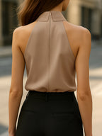 Luna | Sleeveless Halter Blouse Neck Tie - Lumina