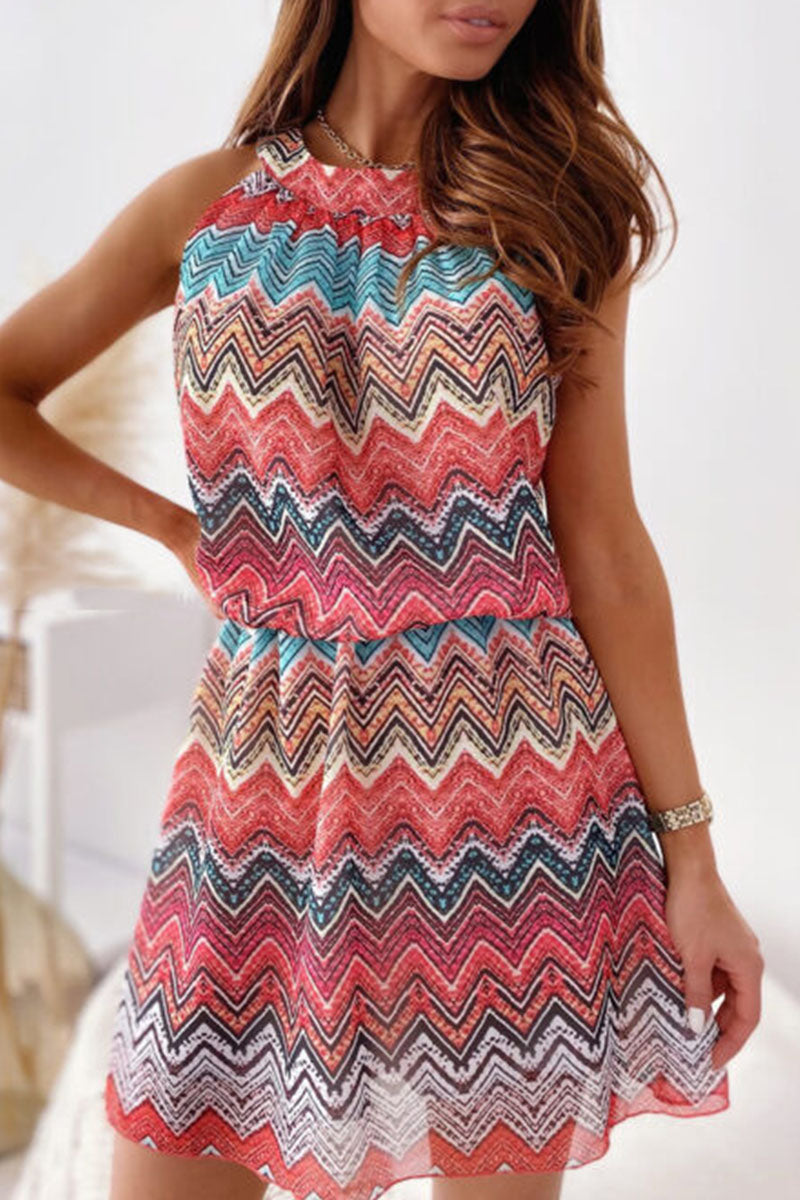 Lyra | Sleeveless Dress Chevron Pattern - Lumina