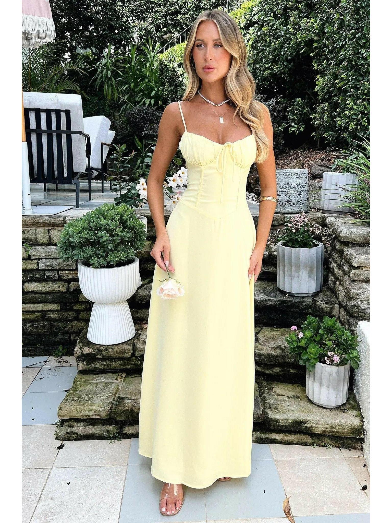 Maelys - Lace-Up Sleeveless Maxi Dress