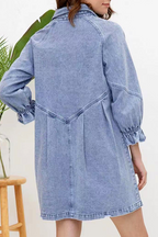 Nova | Denim Button Down Shirt Dress - Lumina