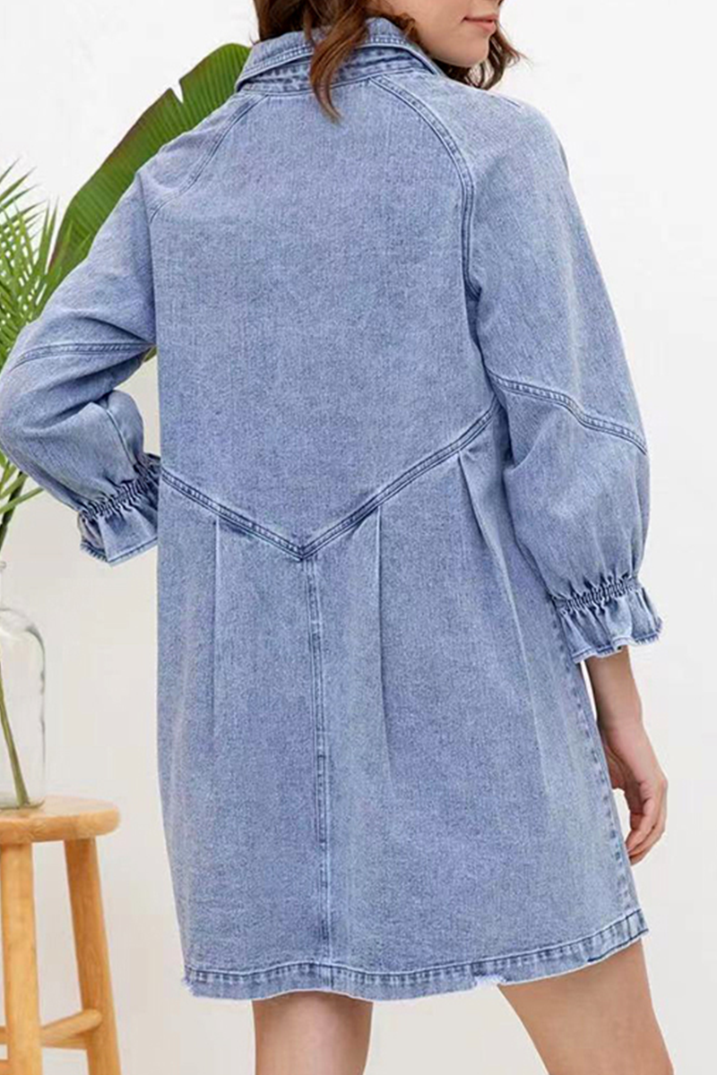 Nova | Denim Button Down Shirt Dress - Lumina