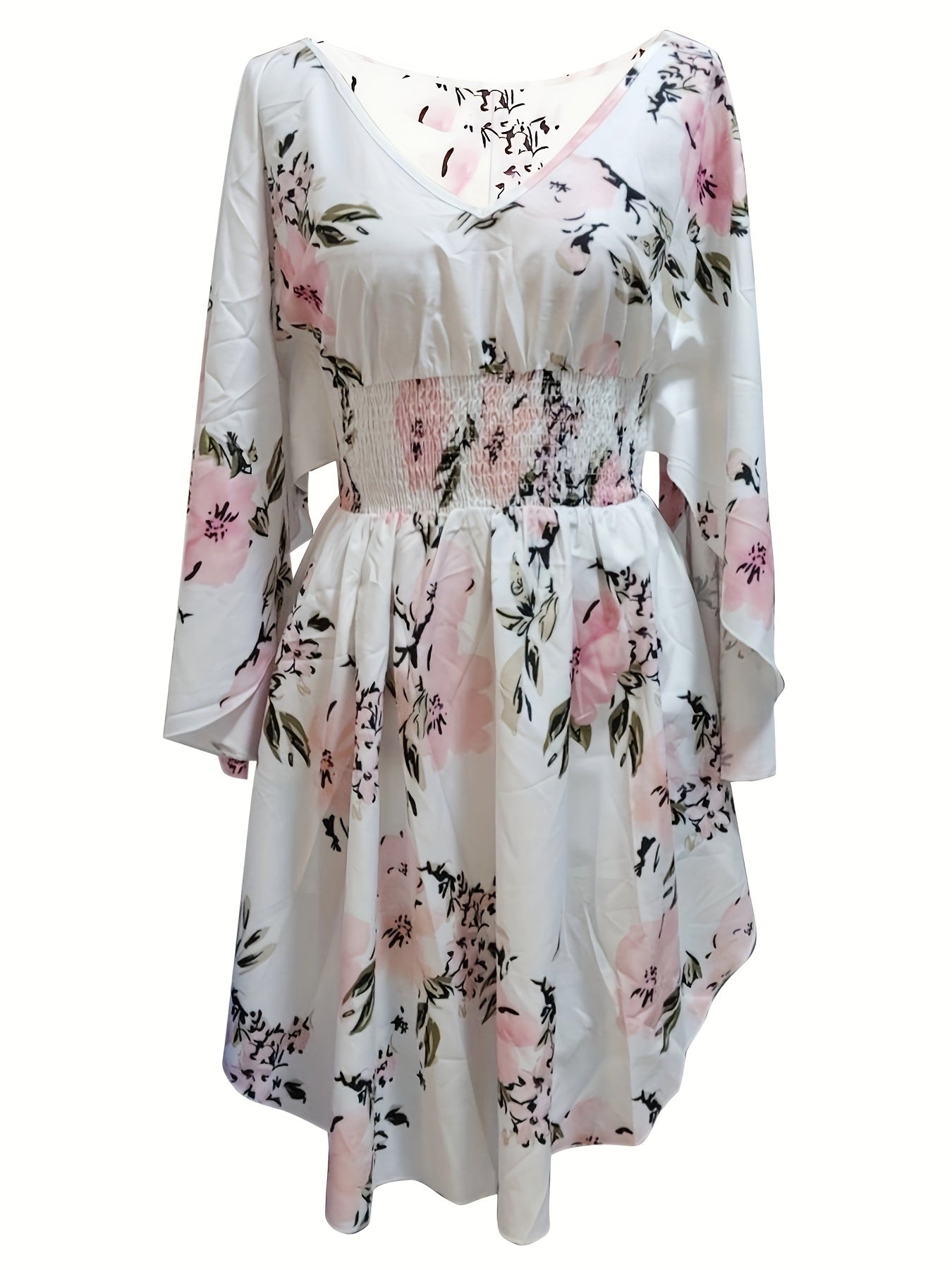 Nova | Floral Print Dress with V-Neck - Lumina