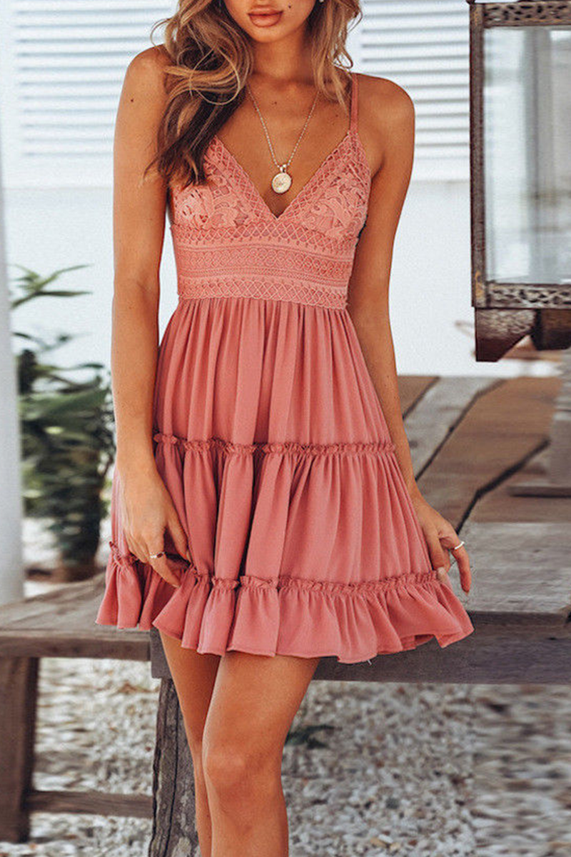 Nova | Spaghetti Strap Dress Lace Bodice - Lumina