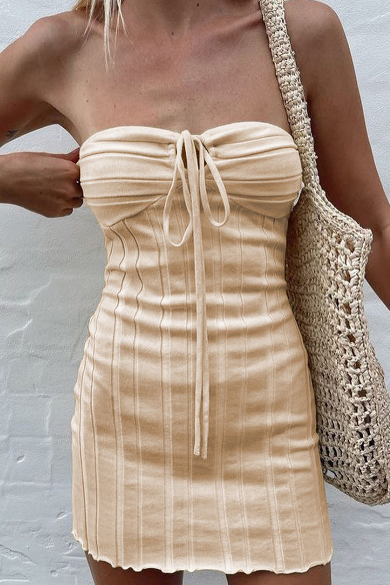 Nova | Strapless Ribbed Mini Dress - Lumina