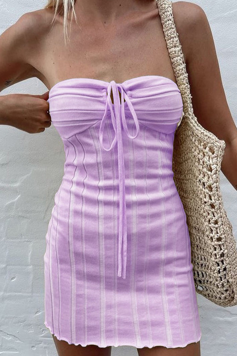 Nova | Strapless Ribbed Mini Dress - Lumina