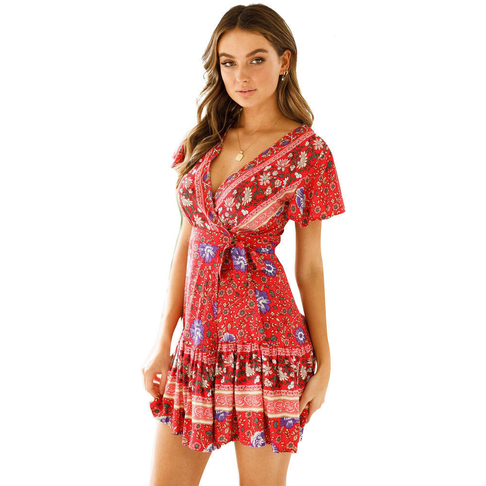 Nova | Wrap Dress Floral Short Sleeve - Lumina