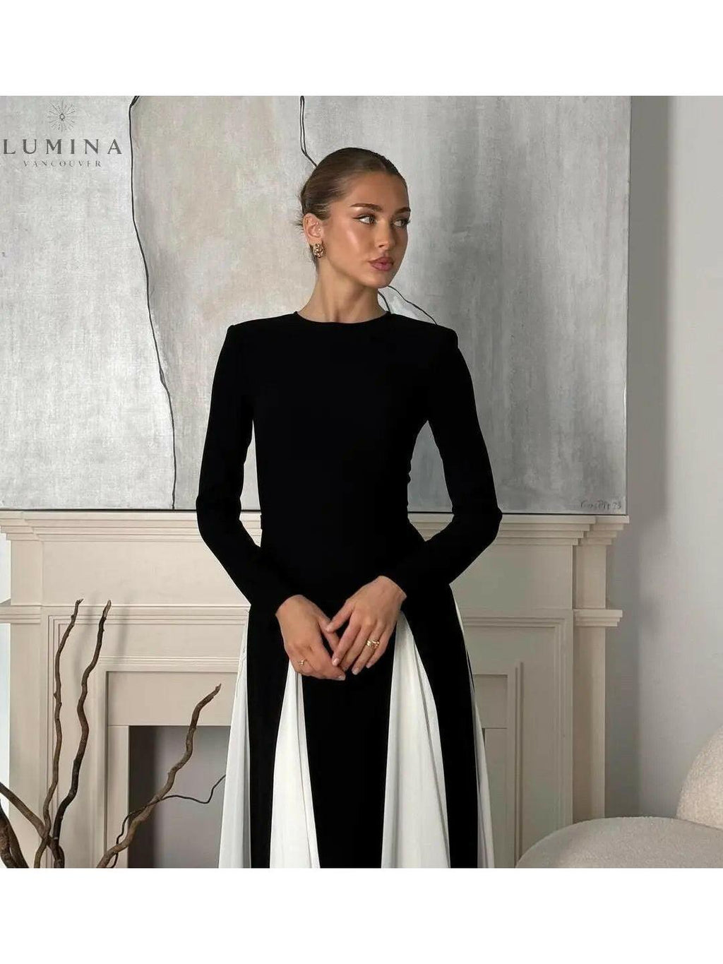 Paisley - Sleek Spliced Crewneck Slim-Fit Dress