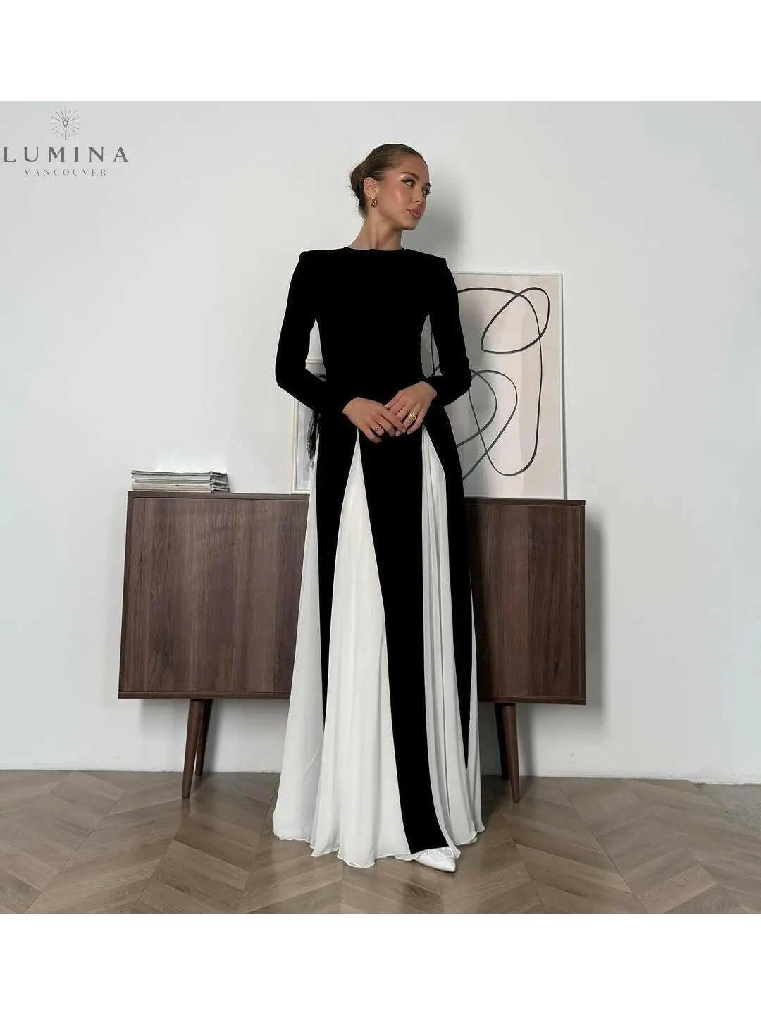 Paisley - Sleek Spliced Crewneck Slim-Fit Dress