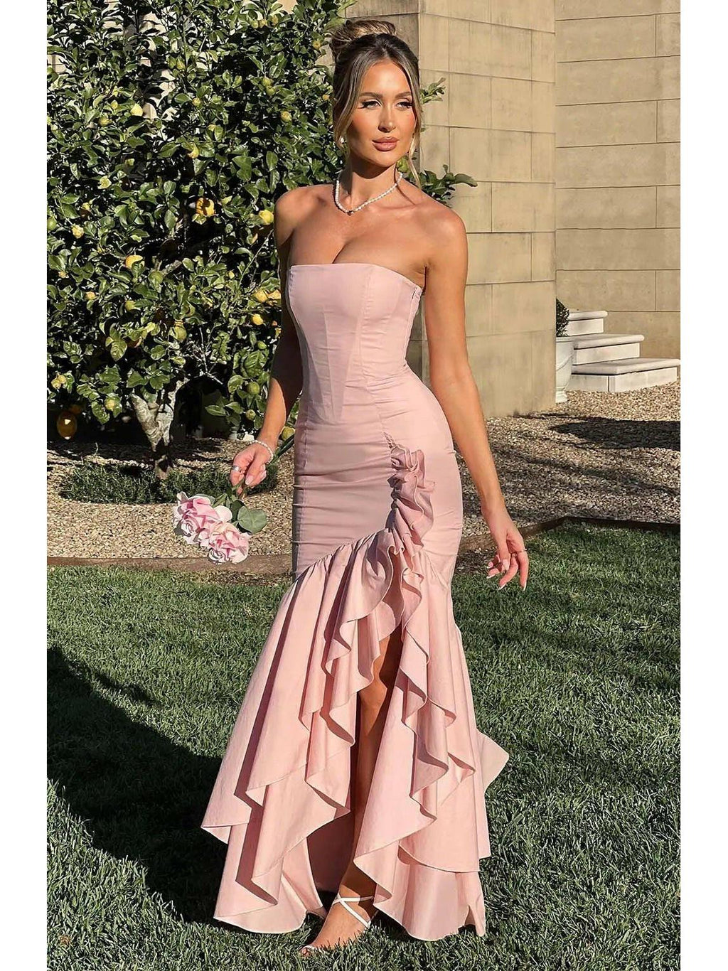 Riviera | Sleeveless Slit Ruffle Maxi Dress