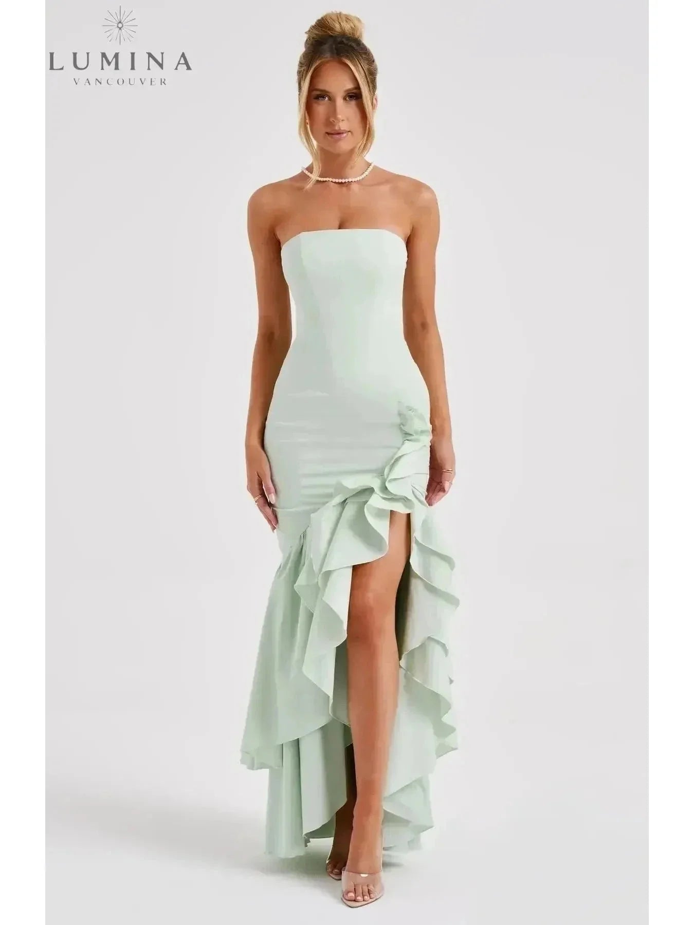 Riviera | Sleeveless Slit Ruffle Maxi Dress