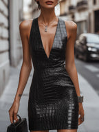 Valentina | Croc-Embossed Mini Dress - Lumina