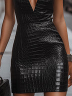 Valentina | Croc-Embossed Mini Dress - Lumina